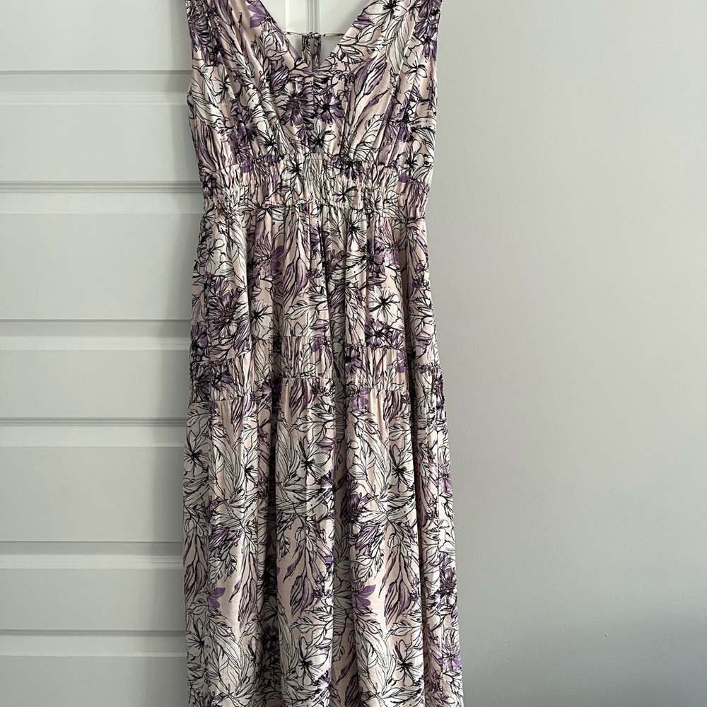 Express Purple and Cream Floral Maxi Dress